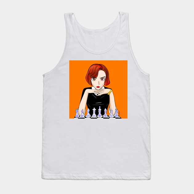 beth harmon the ginger in sports chess master art wallpaper Tank Top by jorge_lebeau